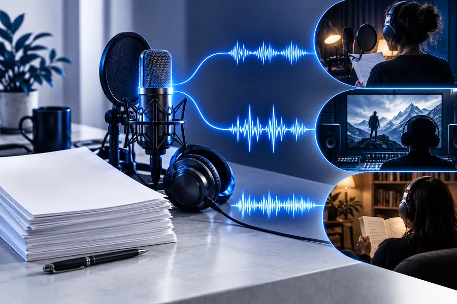 Voice generator workspace with a narration prompt